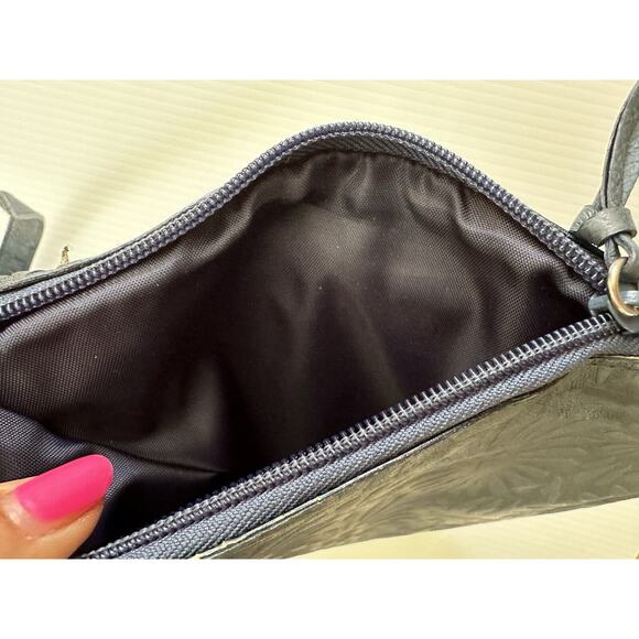 Vintage Carlo D'Santi Geanuine Leather Blue Shoulder BagTooled Leather Handbag - Picture 13 of 16